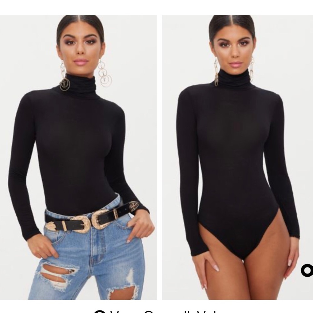 SOLD ‼️ Black Roll Neck Long Sleeve Bodysuit